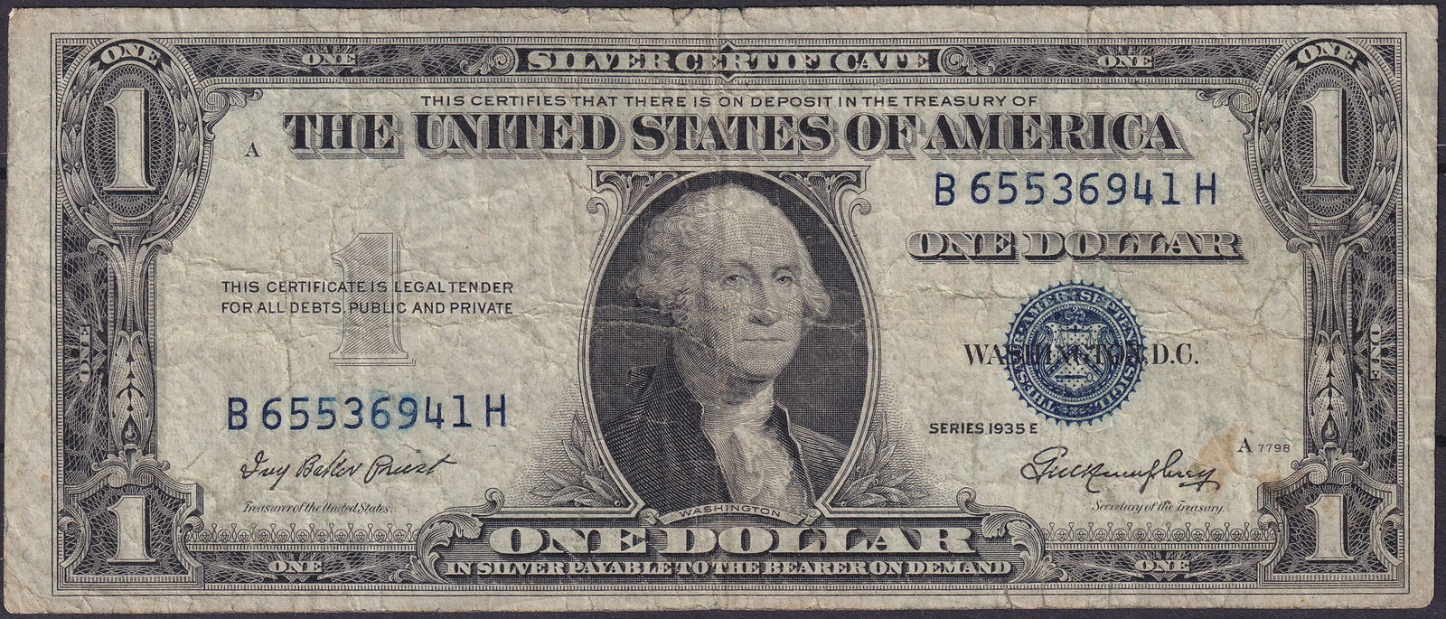 1935E United States $1 Silver Certificate Blue Seal (1 of 2)