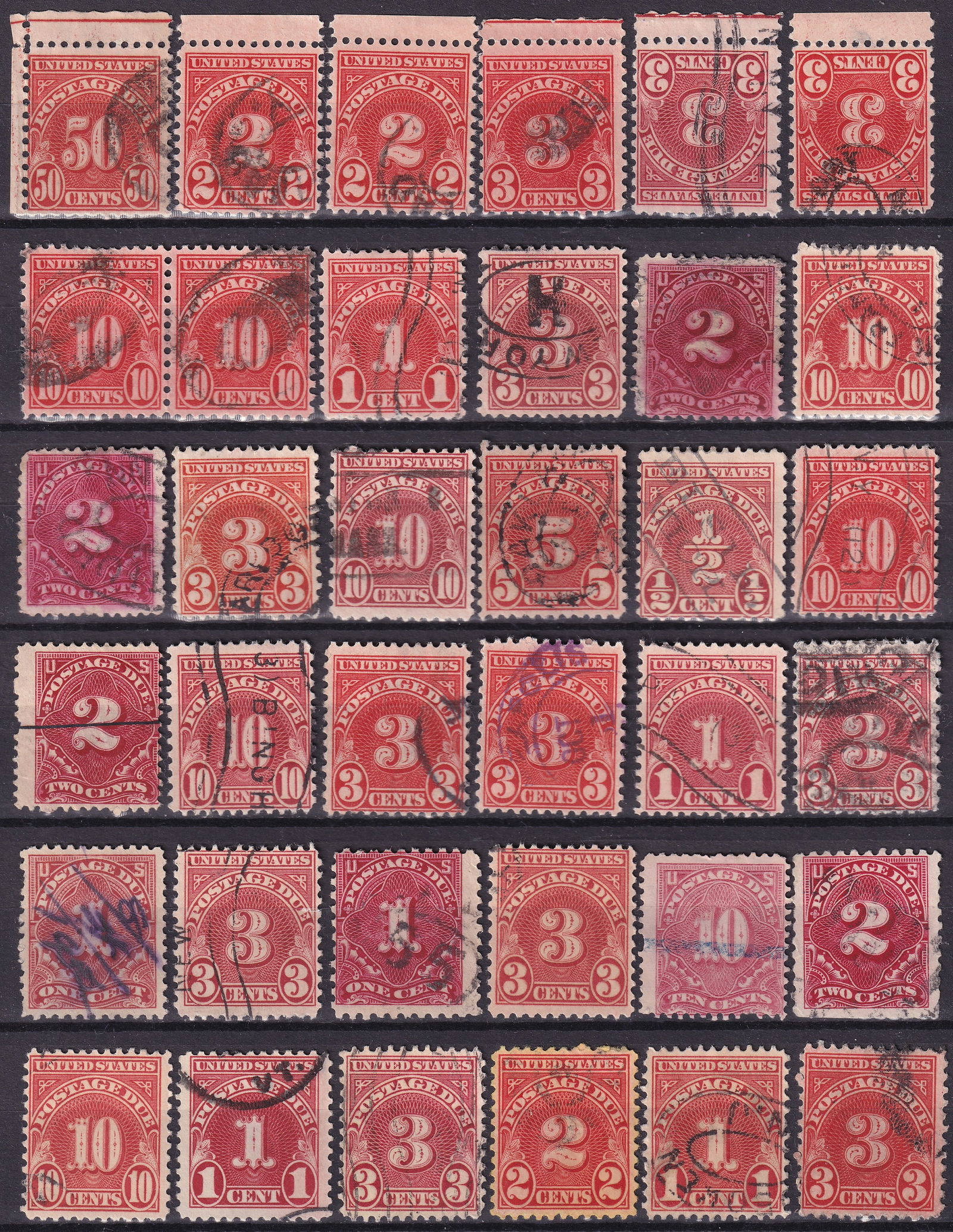 United States Postage Due Stamps Mixed Denominations 1879–1930s Scott (1 of 2)