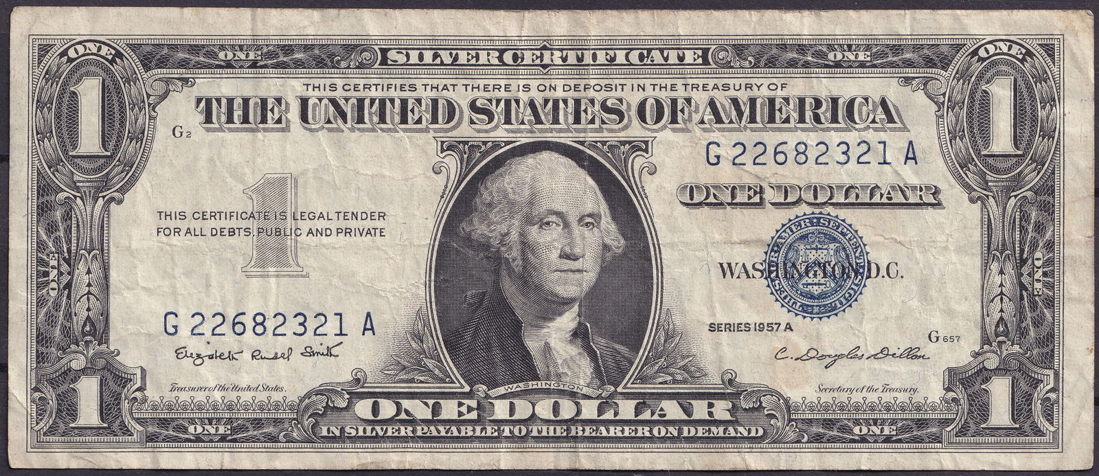 United States 1935A $1 Silver Certificate, Serial G22682321A (1 of 2)
