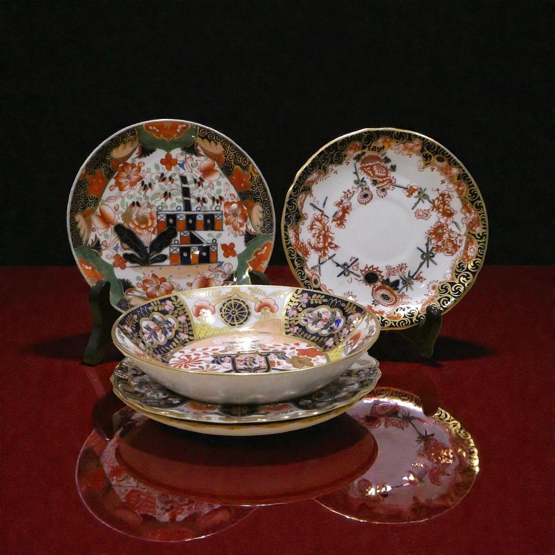 Royal Crown Derby and Spode Copeland Imari style small plates 19th-century England (1 of 10)