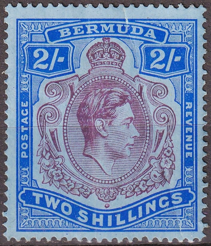 1950 Bermuda King George VI Two Shillings Scott 121 (1 of 2)