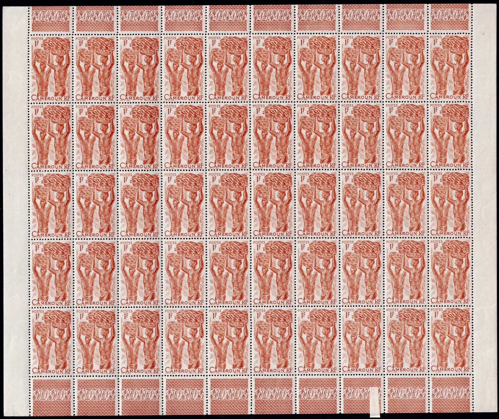 French colonial Cameroon 1946 Cameroun RF 1F Michel 276 Full Sheet MNH (1 of 3)