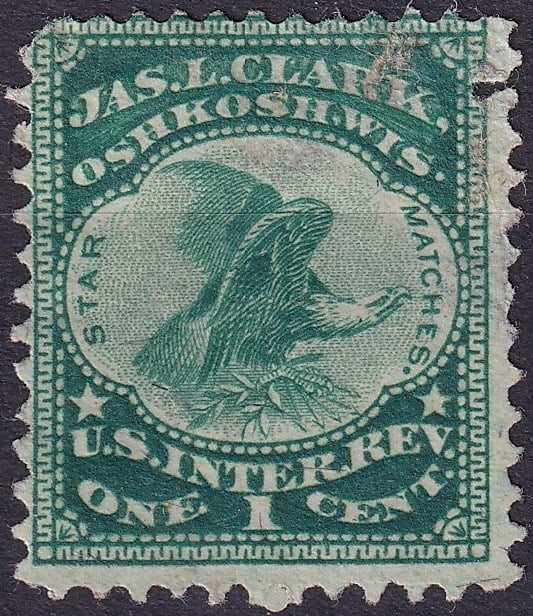 United States 1877 RO62c James L Clark 1c Green Pink Paper (1 of 2)