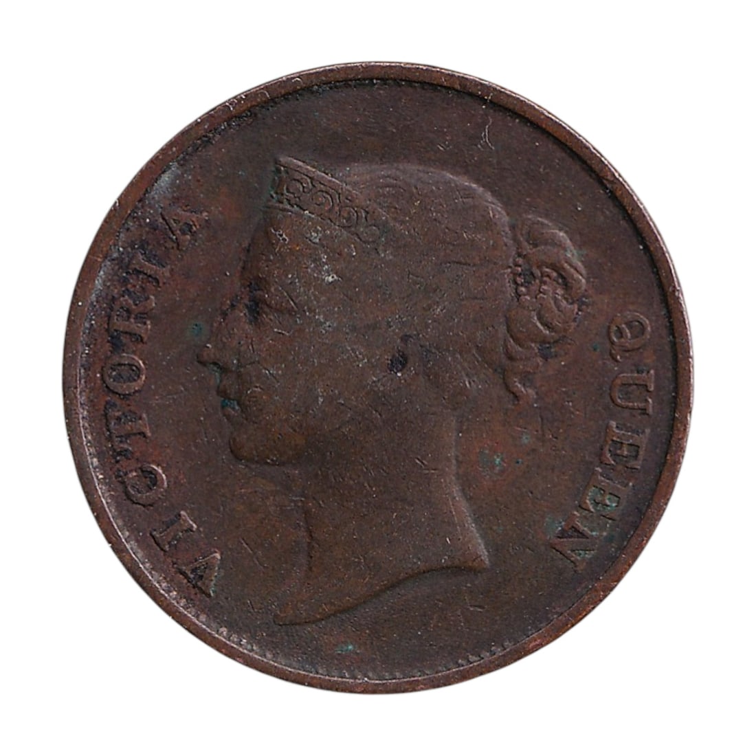 Straits Settlements 1845 East India Company 1 Cent KM3: A copper 1 Cent struck in 1845 for the Straits Settlements under the authority of the East India Company, catalogued as KM3. Minted at the Royal Mint, Tower Hill, London. Weight 8.91 grams, diameter 2