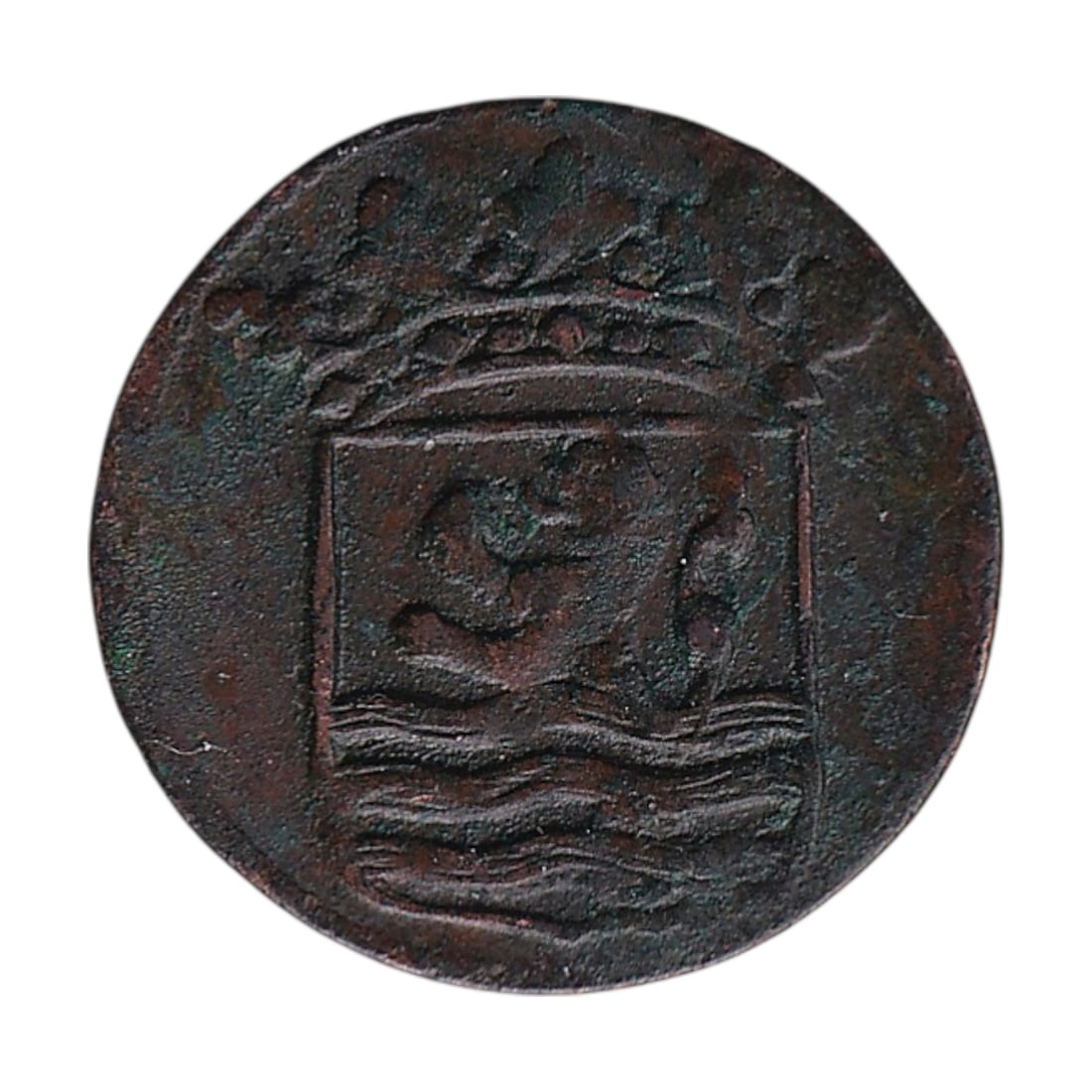1754 Netherlands East Indies VOC 1 Duit KM152.3 Zeeland: 1754 Netherlands East Indies VOC 1 Duit copper coin KM152.3 struck at the Middelburg Mint in Zeeland for circulation in the Dutch colonial territories of the East Indies. Issued under the authority of