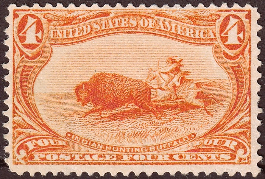 1898 United States Trans Mississippi Exposition 4c Buffalo Hunt Scott 287 (1 of 2)