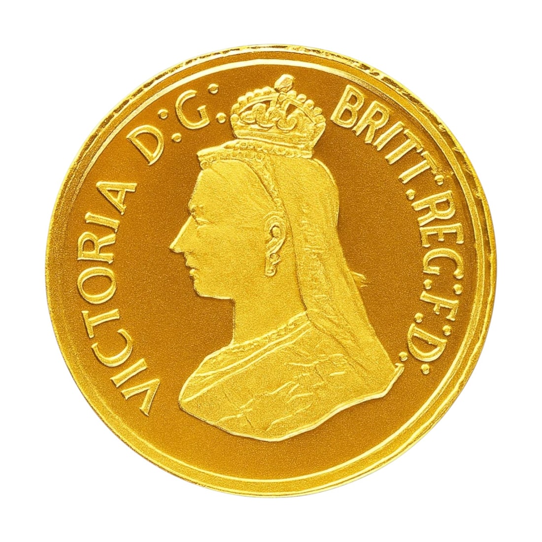 Mini gold coin Queen Victoria St George reverse 0.25 gram: This miniature gold coin of 0.25 gram presents a finely rendered portrait of Queen Victoria on the obverse accompanied by the traditional Latin titulature found on late nineteenth century British impe