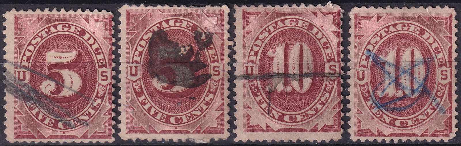 1884 US Postage Due Lot, 5c & 10c Red Brown, Sc J18.J19, VFU (1 of 2)