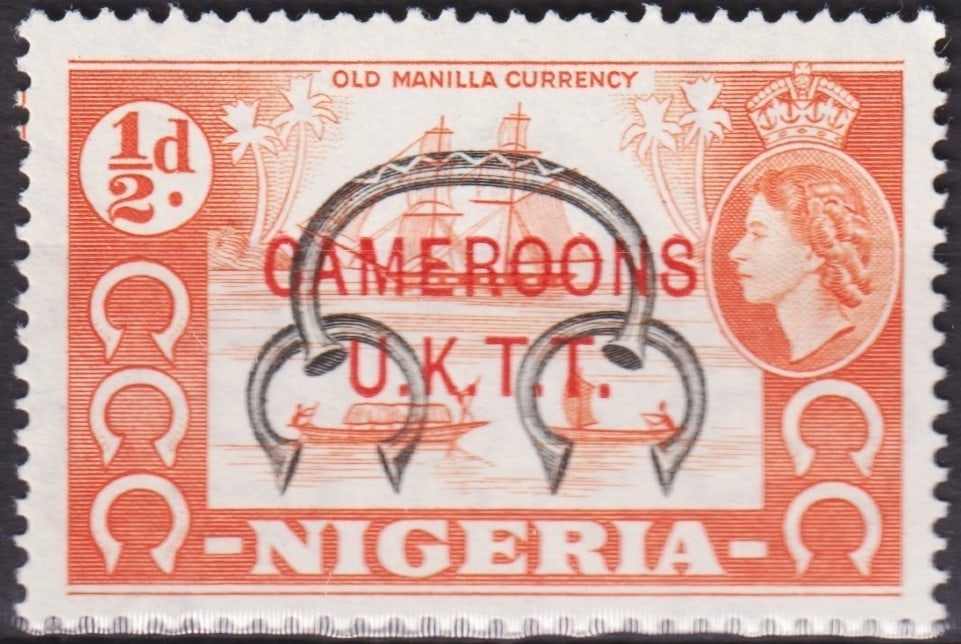 1960 British Cameroons UKT Trust Territory ½d Orange with Red Overprint, Scott 66 MNH: Issued on October 1, 1960, this scarce colonial issue from the British-administered Cameroons Trust Territory represents a fascinating transitional period between Nigerian postal authority and the new