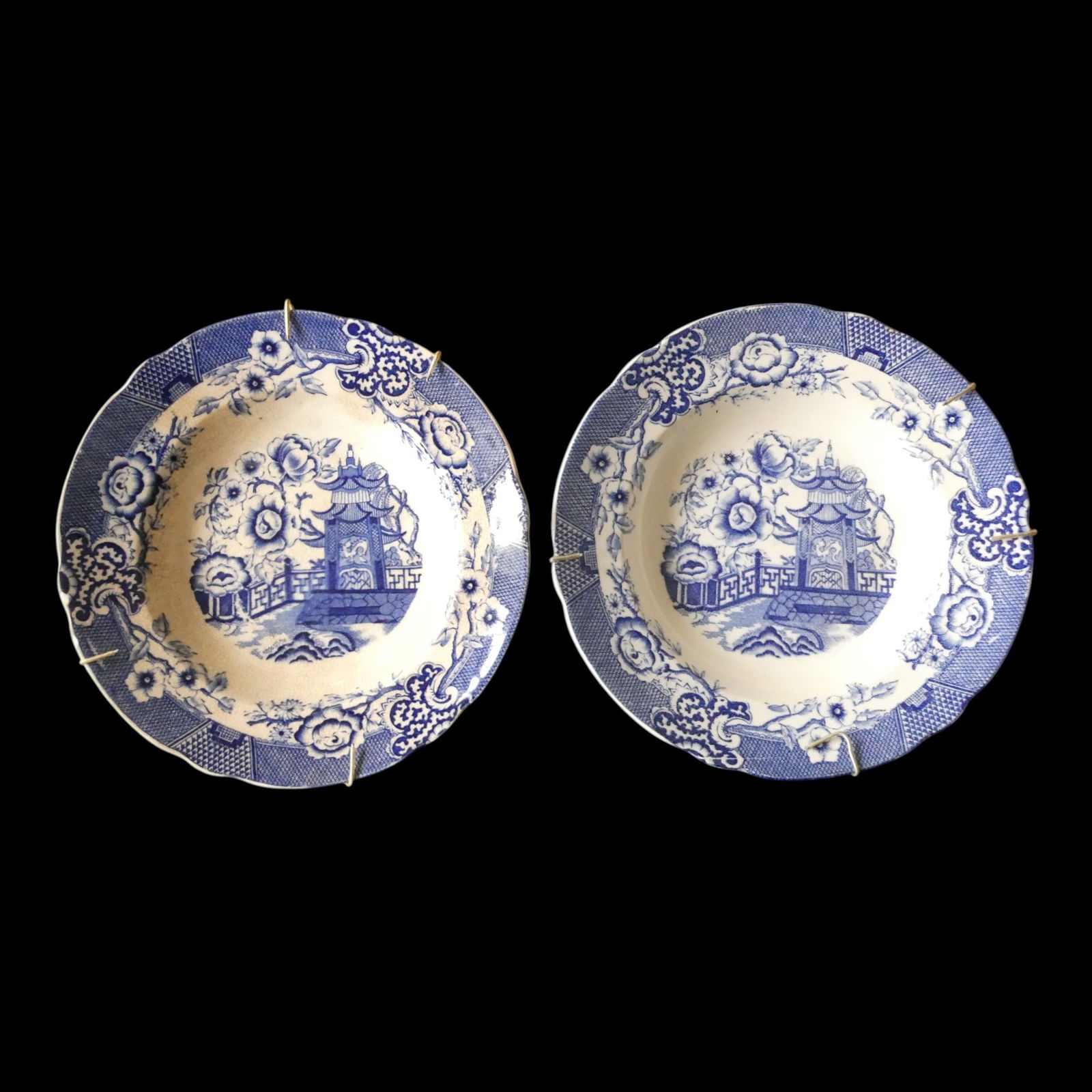 Pair of Gefle “Tokio" Soup Plates, Chinoiserie, 19th Century (1 of 13)