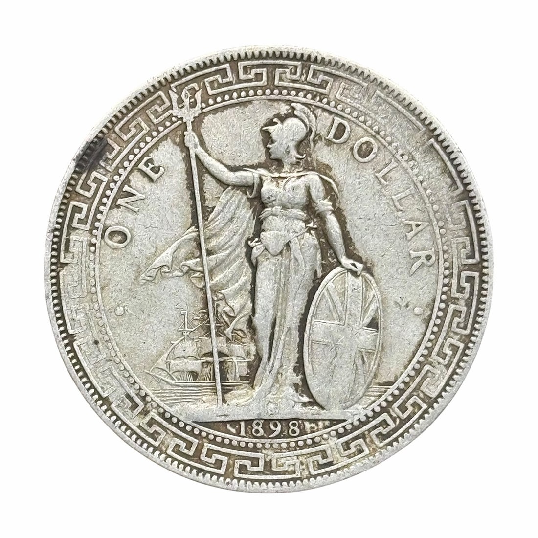 1898 British Trade Dollar United Kingdom Silver KM T5: This impressive 1898 British Trade Dollar was issued by the United Kingdom specifically for circulation in the Far East and belongs to the classic era of international trade coinage. Struck in silver