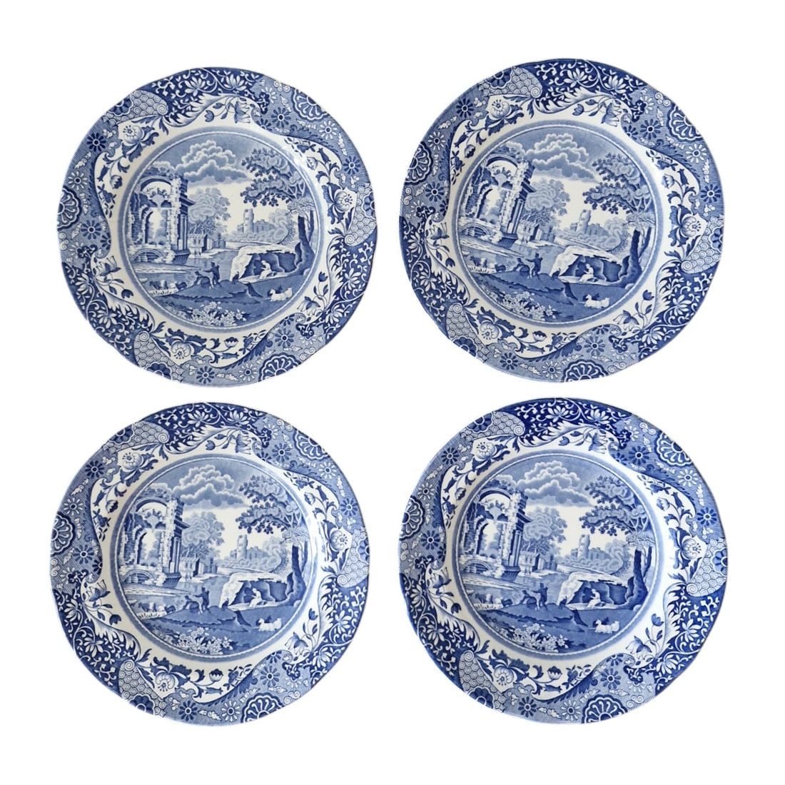 Spode Blue Italian Plates, Transferware, England c.1816 Design, Set of 4 (1 of 4)