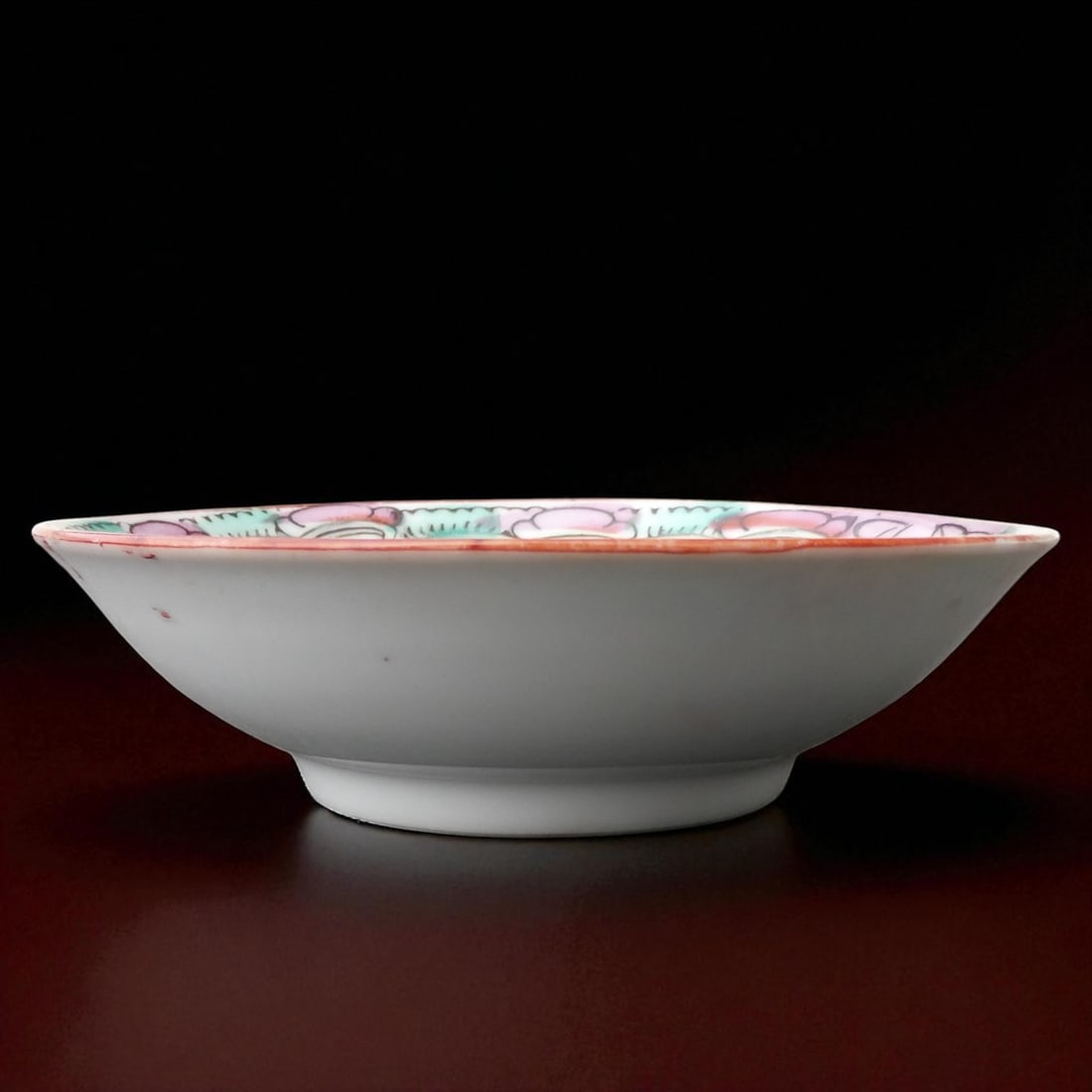 Rose Medallion Dish with Floral Motifs, Macau Export Porcelain, ca. 1950: This finely potted rose medallion porcelain dish was produced in Macau around 1950 for the export market, exemplifying the continuation of traditional famille rose aesthetics into the mid-20th century
