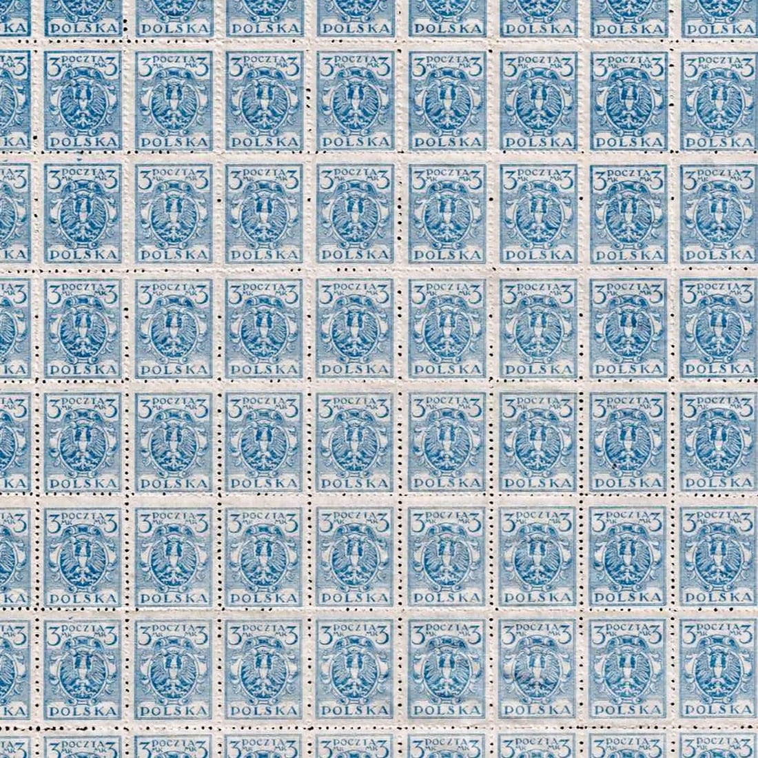 Poland 1921 Eagle on Baroque Shield Full Sheet MNH Polish Catalog PL 116a - 3