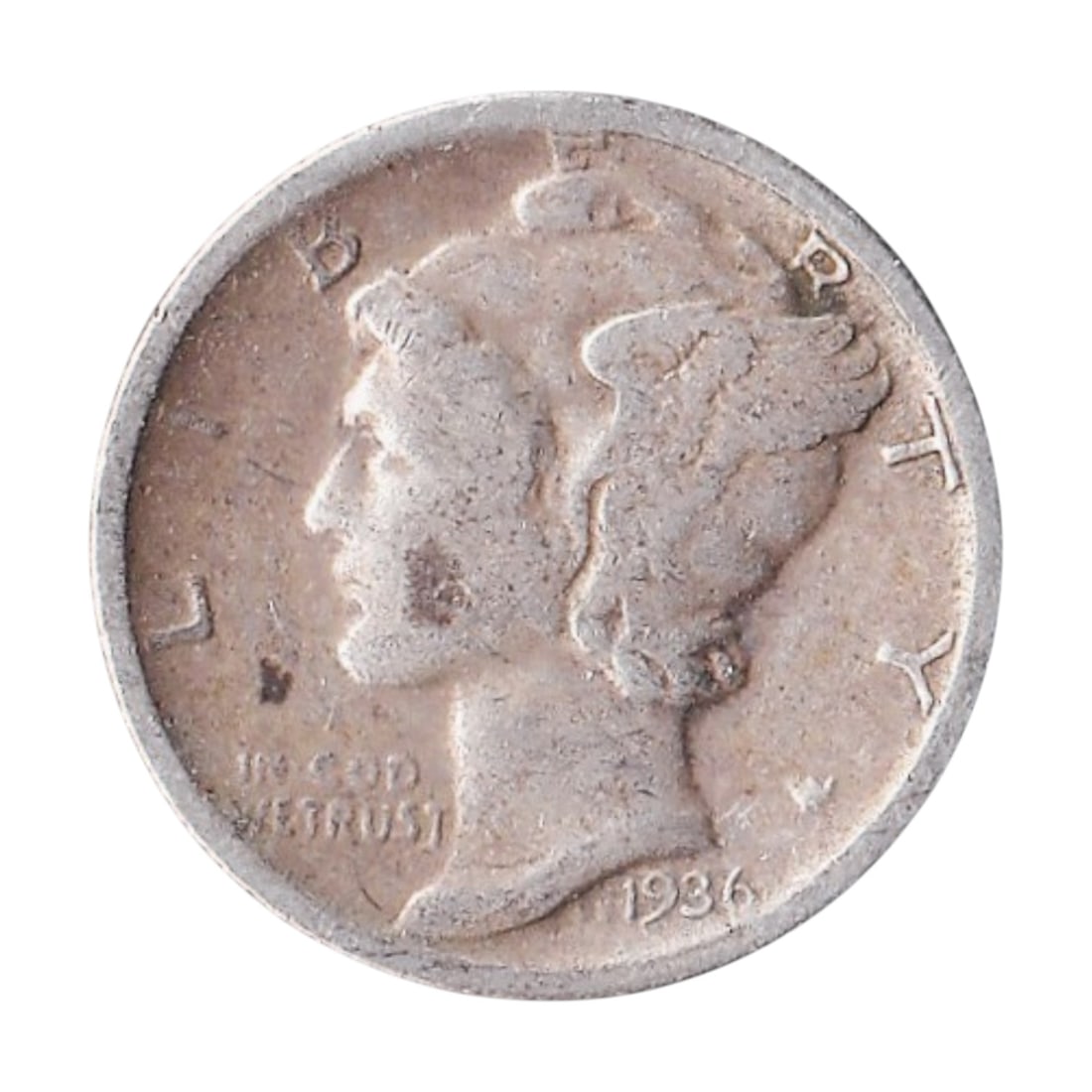 1936 D United States Mercury Dime silver coin: Struck in Denver in 1936, this classic Mercury Dime represents one of the most celebrated and artistically refined circulating silver coins of early 20th-century America. Designed by Adolph A. Weinman