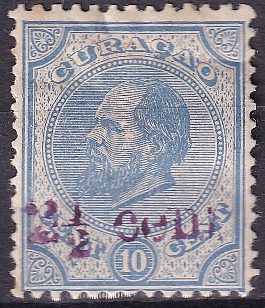 Title: 1895 Curacao King William III 2.50c Scott 24 Overprint MH: Issued on November 15, 1895, this scarce stamp from Curacao, part of the Netherlands Antilles, belongs to the King William III definitive series, a cornerstone of late 19th century Dutch colonial phil