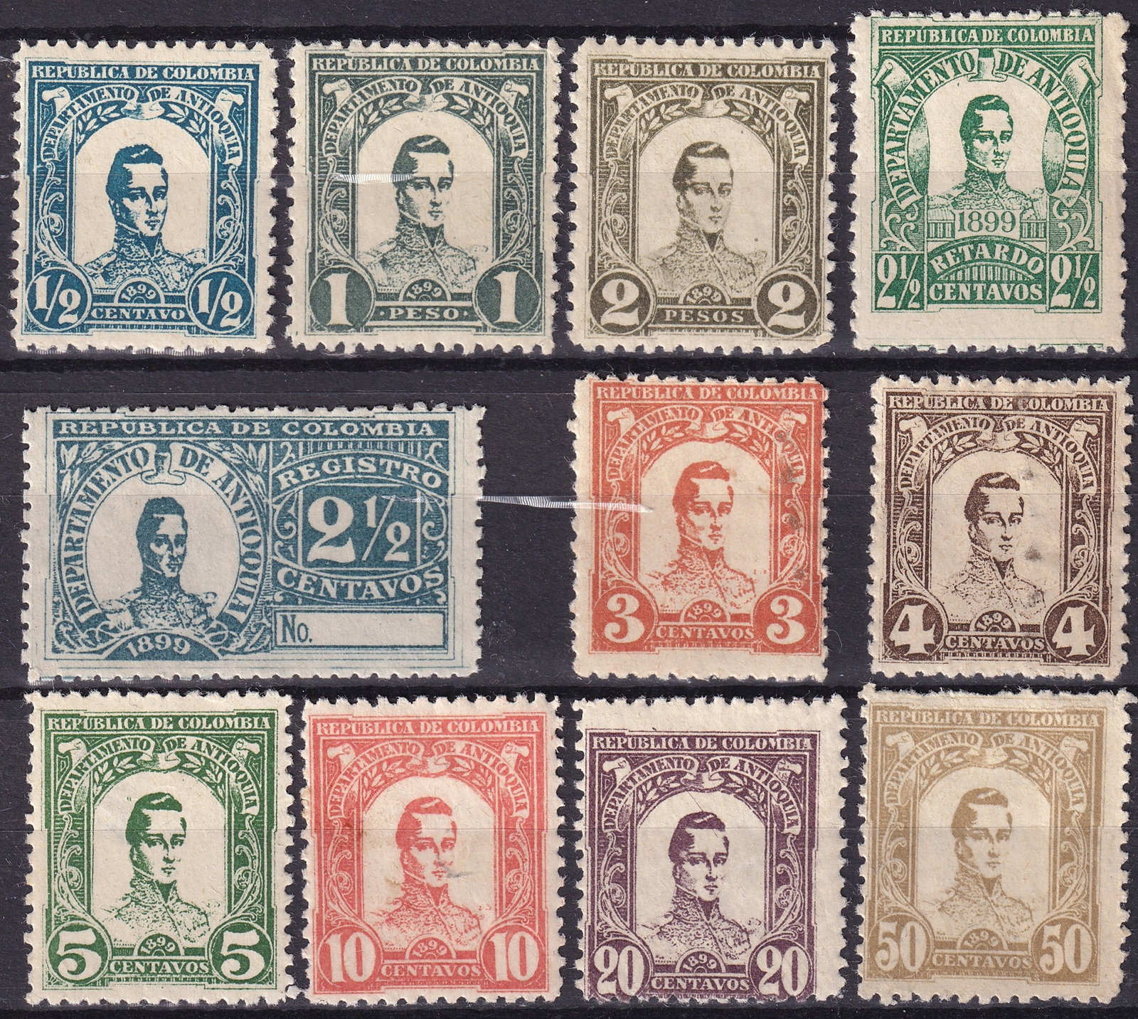 Colombia Antioquia 1899 Gen. J.M. Córdoba Complete Set MNH Scott CO-AN 117–127 (1 of 2)