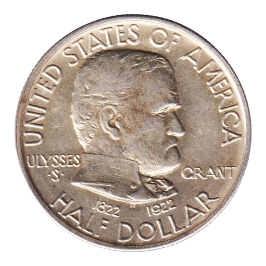 1922 U.S. Grant Memorial Half Dollar, Silver Commemorative: Issued in 1922 by the United States Mint to commemorate the centennial of Ulysses S. Grant’s birth, this silver half dollar belongs to the celebrated early commemorative series (1892–1954). Struck