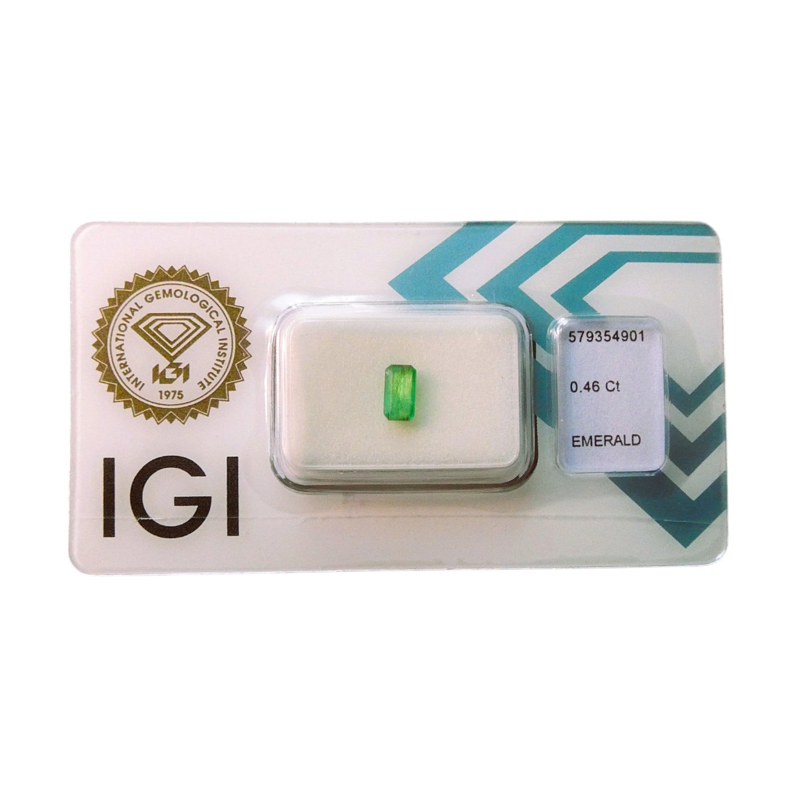 IGI Certified Natural Emerald, 0.46 ct, Panjshir Afghanistan: A vivid and highly transparent emerald of 0.46 carat, certified by the International Gemological Institute (IGI) under report number 579354901, dated May 31, 2023. This natural beryl, emerald variety,
