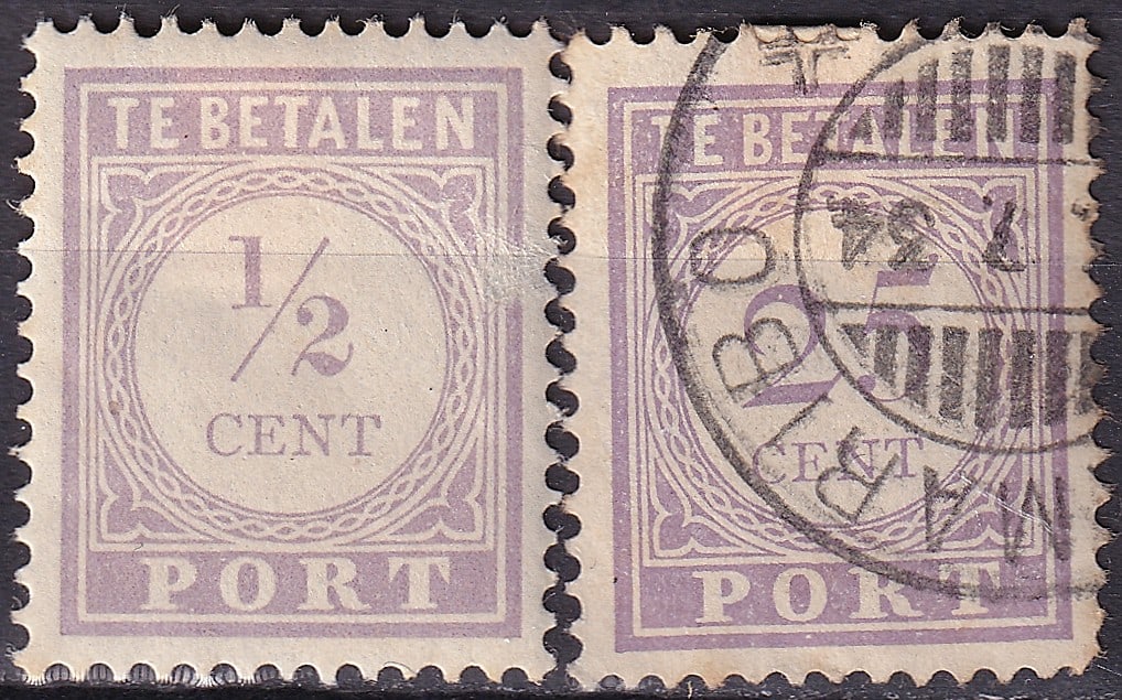1913 1930 Suriname Postage Due Pair Scott J27 J17 Used (1 of 2)