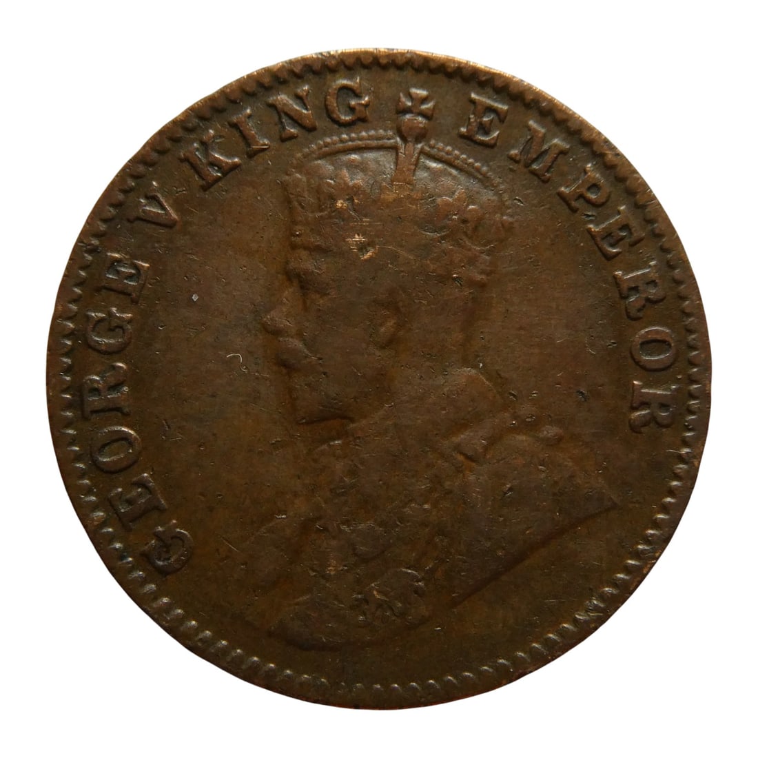 British India Quarter Anna Bronze Coin, George V King Emperor, 1930, KM#512: This quarter anna bronze coin was issued in British India in 1930 during the reign of King George V, catalogued as KM#512 and Colnect code IN-BR-000027. Struck at the Government Mints in Calcutta and 