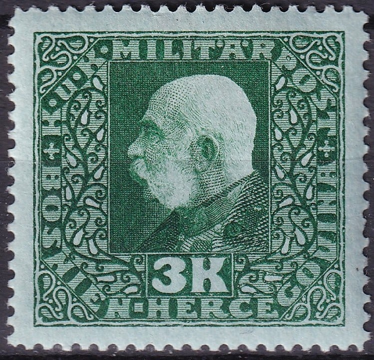 1916 Bosnia Scott 102 Franz Joseph 3kr Green High Value MNH (1 of 2)