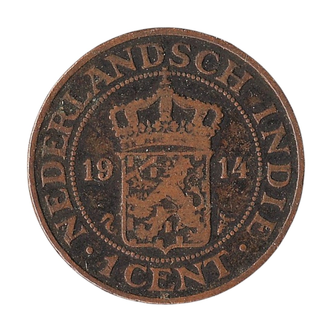 1914 Netherlands Indies KM315 1 Cent Bronze Colonial Coin (1 of 2)