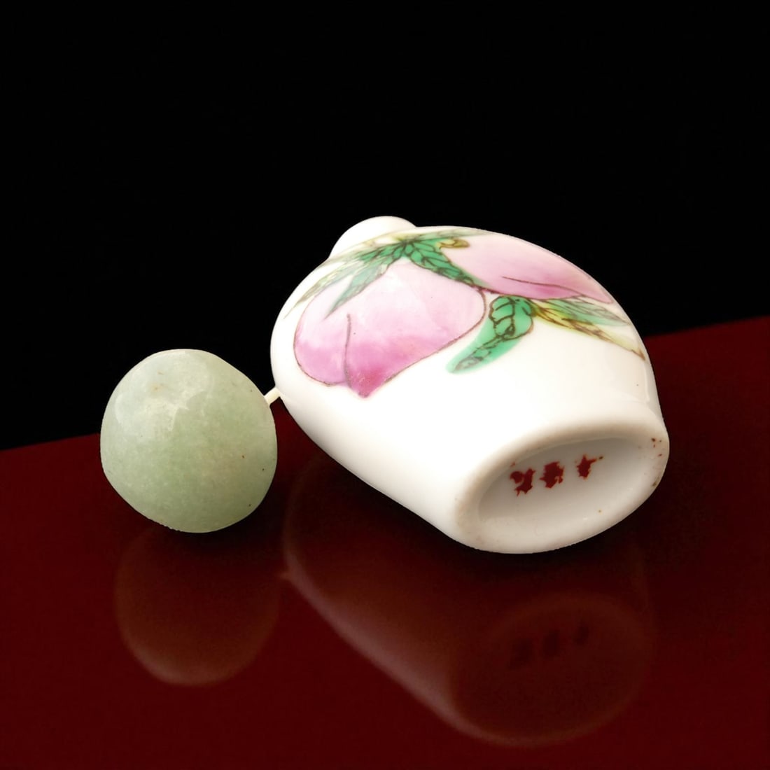 Republic Period Chinese Porcelain Snuff Bottle with Famille Rose Peaches - 2