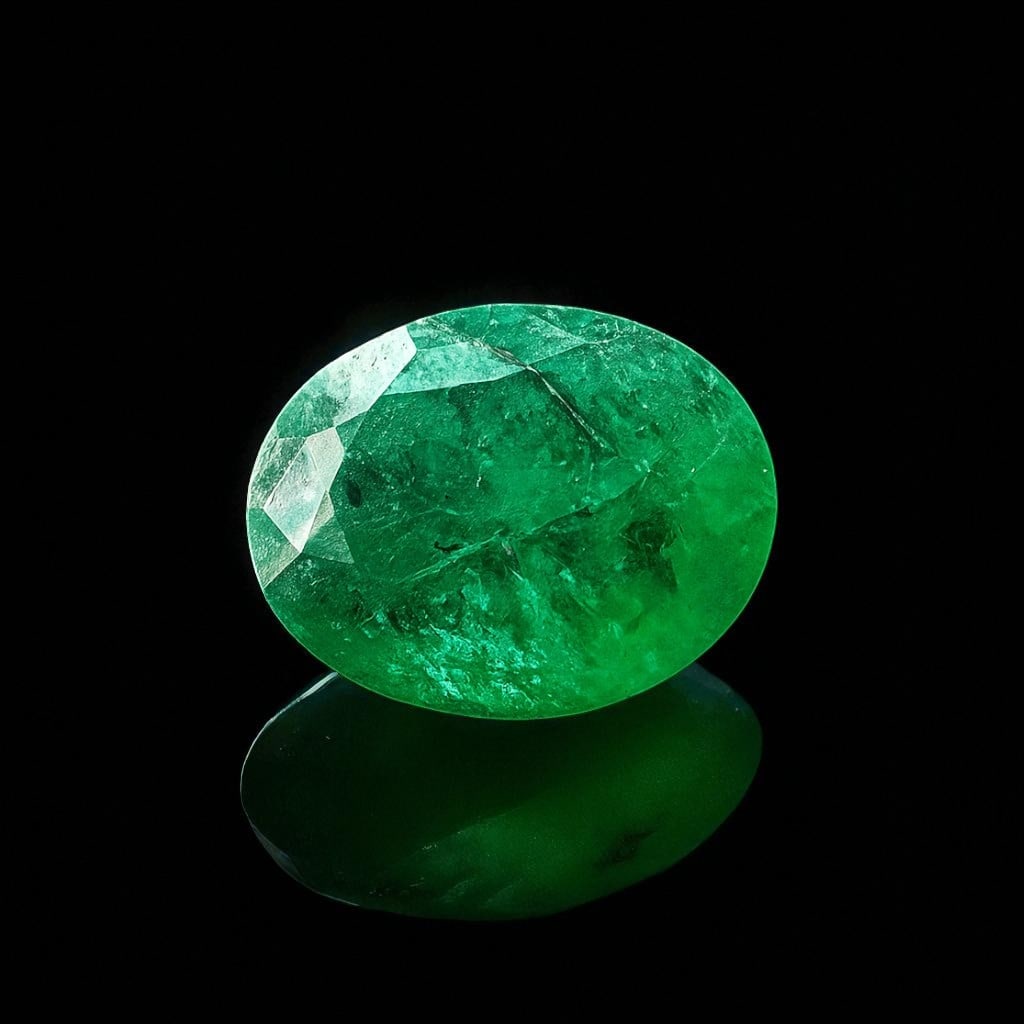 9.03 ct Natural Zambian Emerald of Intense Green Hue, Certified by Lotus: This exceptional 9.03 carat natural emerald, originating from Zambia and certified by Lotus Gemology (Report No. 5142-1687, dated 27 September 2022), presents an outstanding example of a high-carat ge