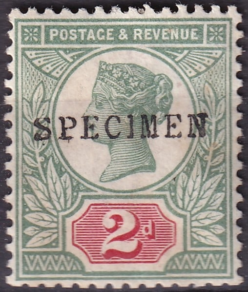 British Commonwealth 1887 Great Britain Scott 88SpI 2d Queen Victoria SPECIMEN (1 of 2)