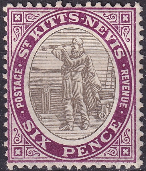 British Commonwealth 1903 St. Kitts & Nevis Scott 6 6d Columbus MNH (1 of 2)