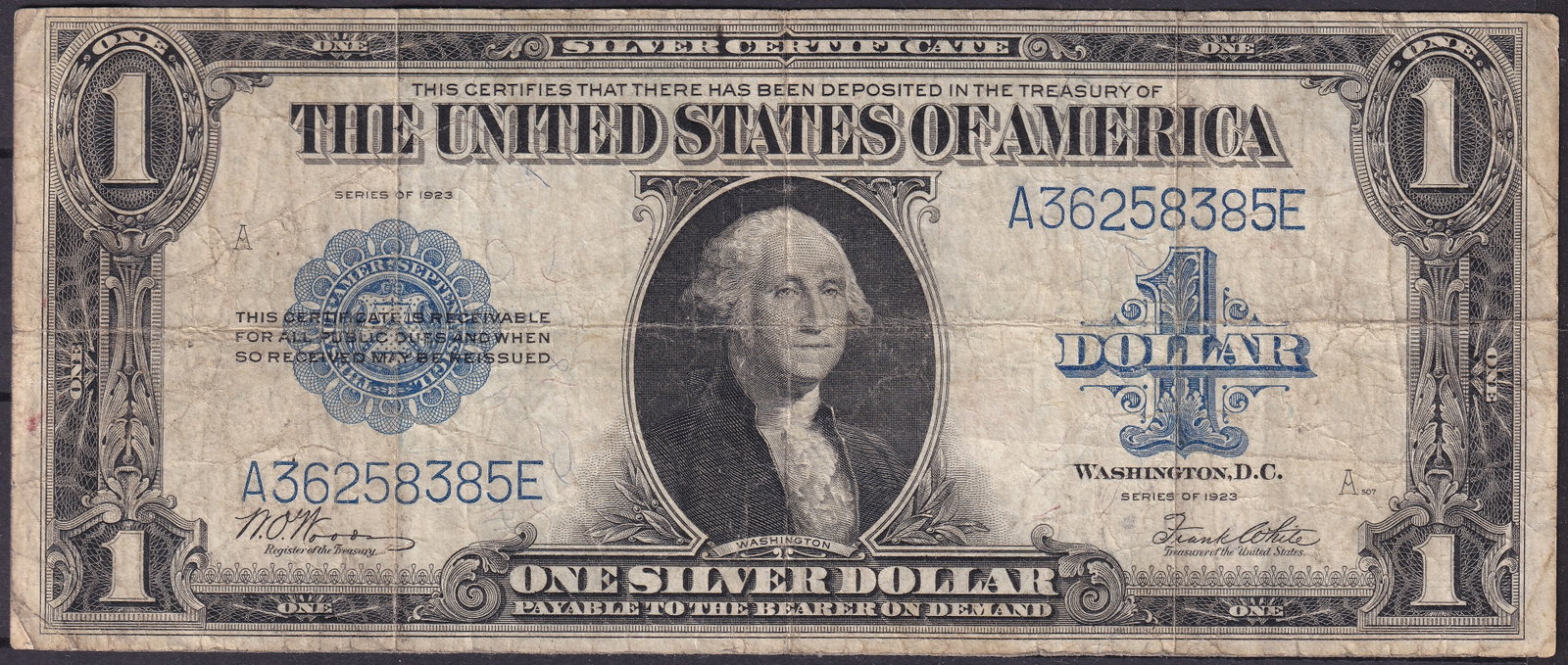 1923 USA One Dollar Silver Certificate Series 1923 Fr.237 Serial A36258385E (1 of 2)