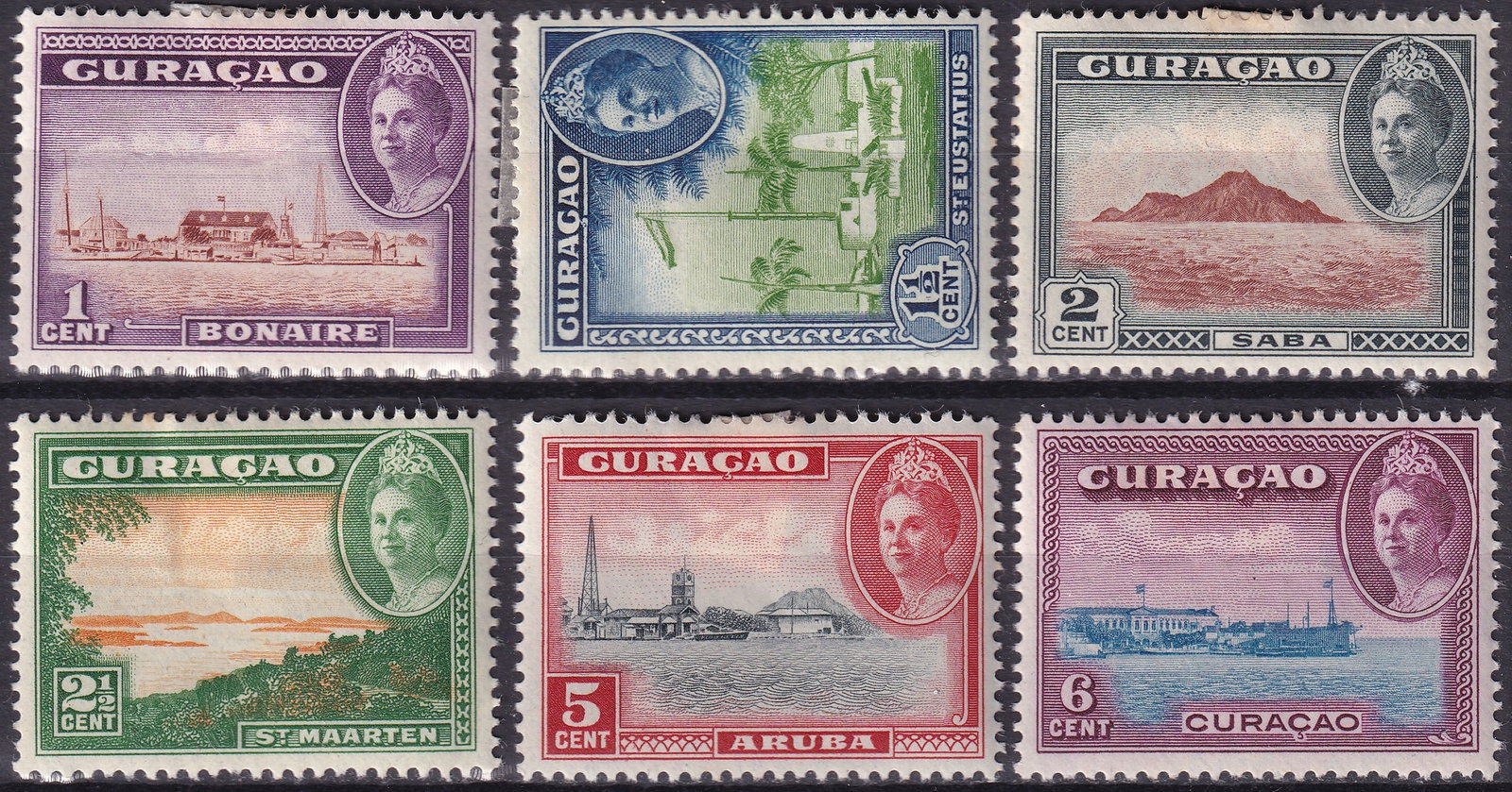 1943 Curacao Islands Set Scott 164-169 Complete MH Queen Wilhelmina (1 of 2)
