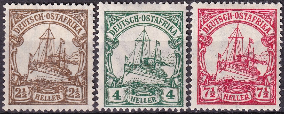 1905 German East Africa Yacht 2½h 4h 7½h Scott DR-OA 22 23 24 MNH (1 of 2)