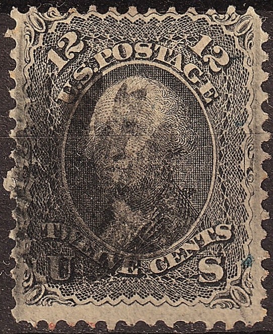 1861 USA Scott 69 12c Washington Black National Bank Note (1 of 2)