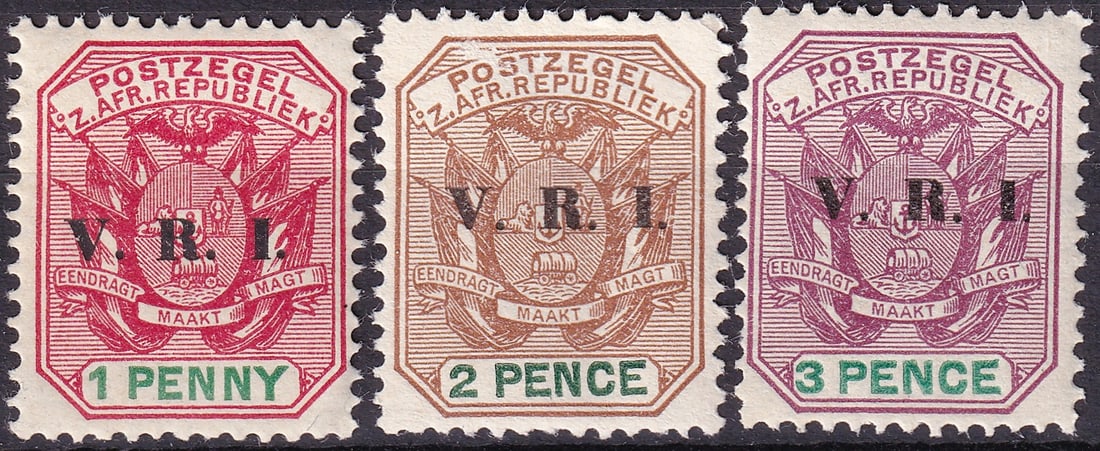 1900 Transvaal VRI Overprint Set Scott 204 206 MH Boer War Issue: A historically significant colonial overprint set from the Transvaal during the Second Boer War, issued in 1900 and catalogued within the Scott range 204–206. These stamps originate from the South A