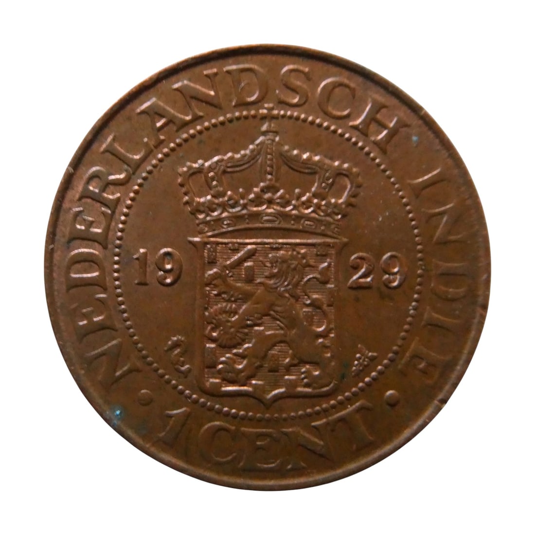 Netherlands East Indies 1929 1 Cent Bronze Colonial Coin KM#315: Struck in 1929 under Dutch colonial administration, this 1 Cent bronze coin was issued for circulation in the Netherlands East Indies and produced at the Royal Dutch Mint in Utrecht. Catalogued as KM#