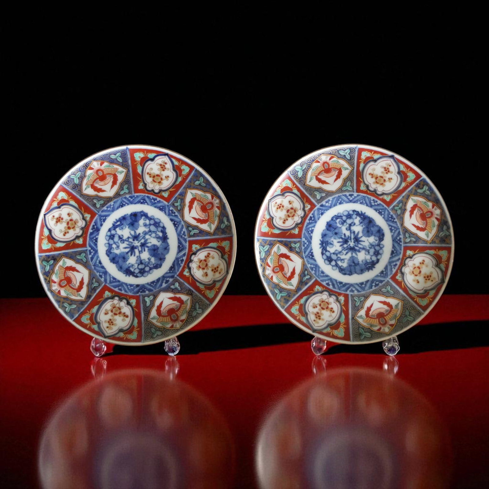 Pair of Japanese Imari Porcelain Plates, Meiji Period, ca. 1900: This pair of finely decorated Japanese Imari porcelain plates dates to the Meiji period, circa 1880–1910, and represents the refined artistry of Arita kilns during a time when Japan’s export porce
