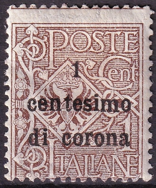 1919 Italy Occupation Scott N10 1c on Austria Newspaper Stamp Overprint Mint: A scarce and historically interesting occupation issue from the immediate post-World War I period, this 1919 overprinted stamp from the Italian occupation territories is catalogued as Scott N10. The b