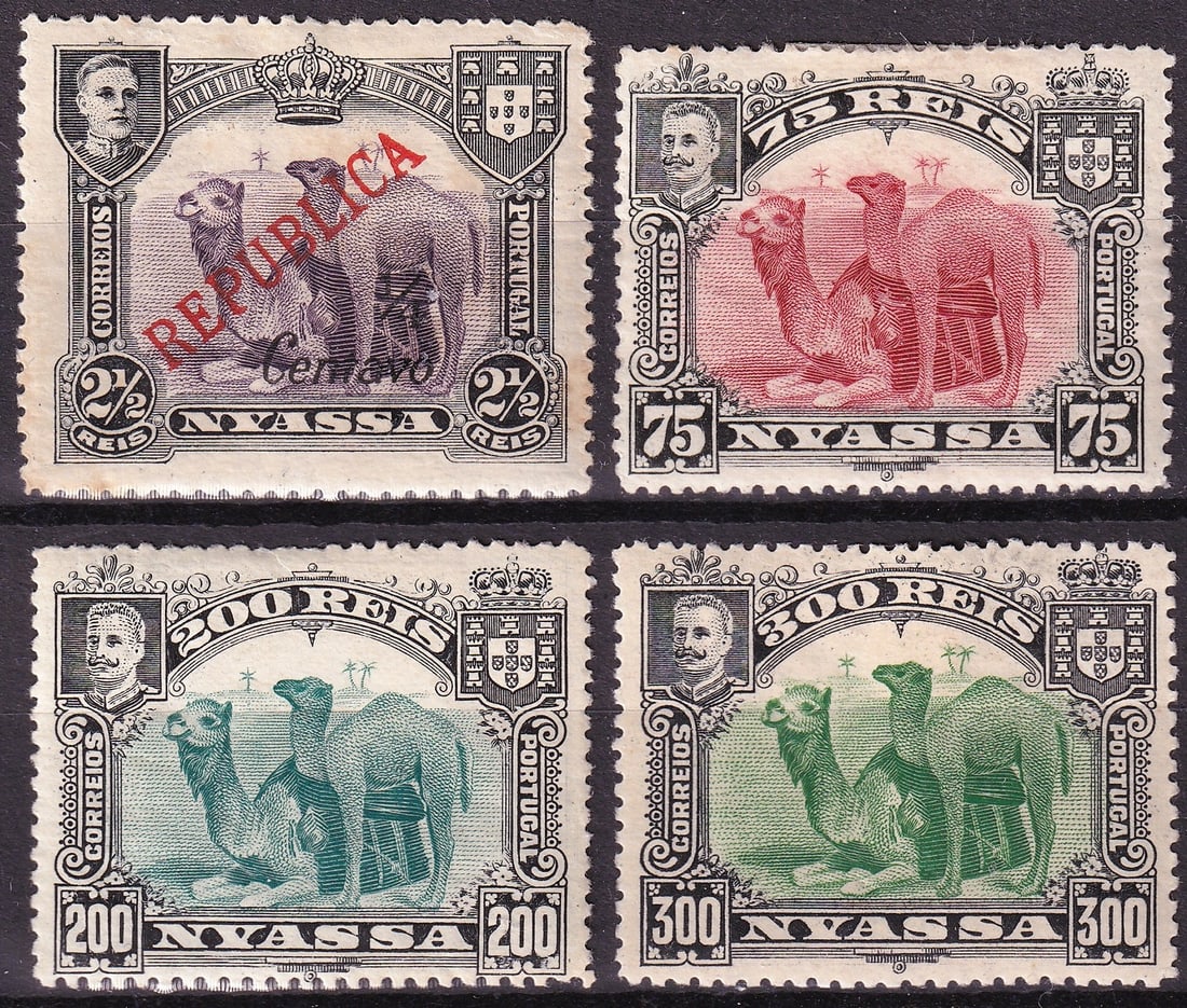 1911 Nyassa Scott 49 53 55 56 Republic Overprint Camel Set Mint (1 of 2)