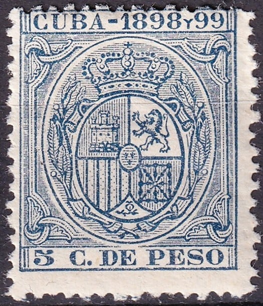 1898 Spanish colonial Cuba Revenue Stamp 5c Timbre Movil Forbin TM26 MNH: An attractive and historically significant Spanish colonial revenue issue from Cuba, dated 1898–1899, representing the final period of Spanish administration on the island prior to the transition fo