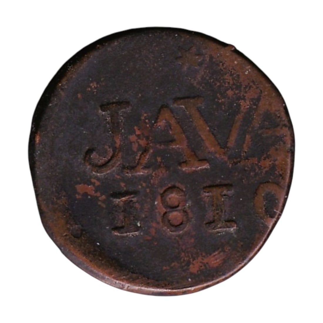 1810 Netherlands Indies Java 1 Duit KM223 Copper Colonial Coin: This copper 1 Duit dated 1810 originates from the Java issues of the Netherlands East Indies and reflects a fascinating period of colonial transition during the Napoleonic era. Struck in copper with a