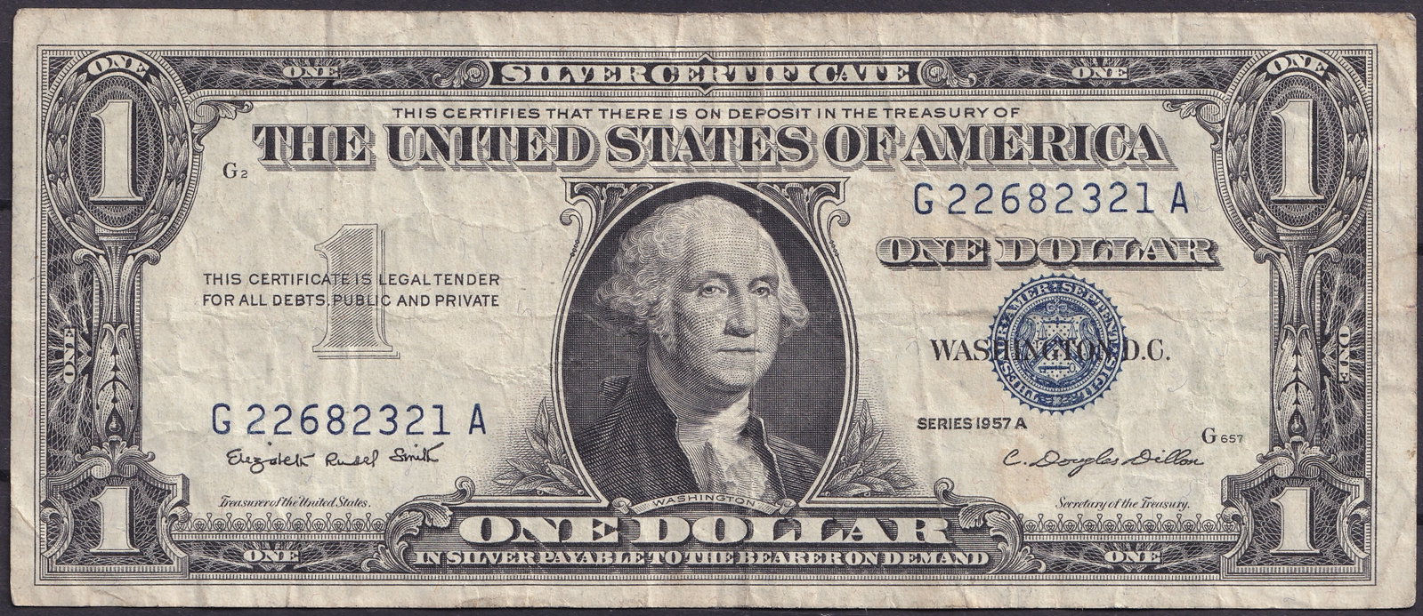 United States 1935A 1 Silver Certificate, Serial G22682321A (1 of 2)