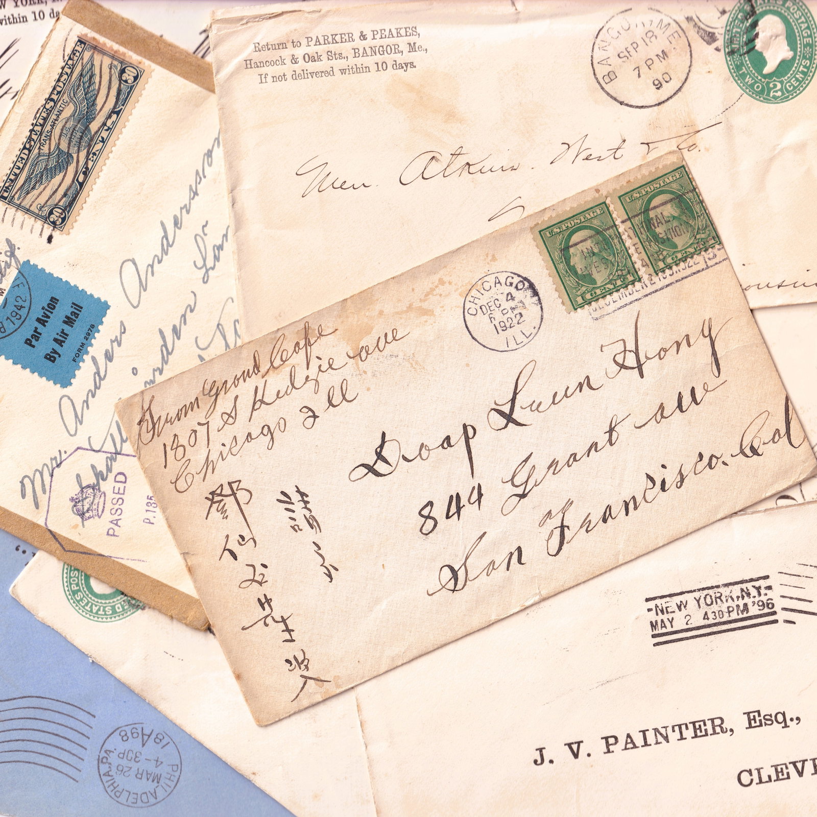 United States 1800s Early 1900s Postal History Group 30 Items: This lot comprises thirty original United States postal history items dating from the nineteenth century through the early twentieth century and includes a representative selection of mailed envelopes
