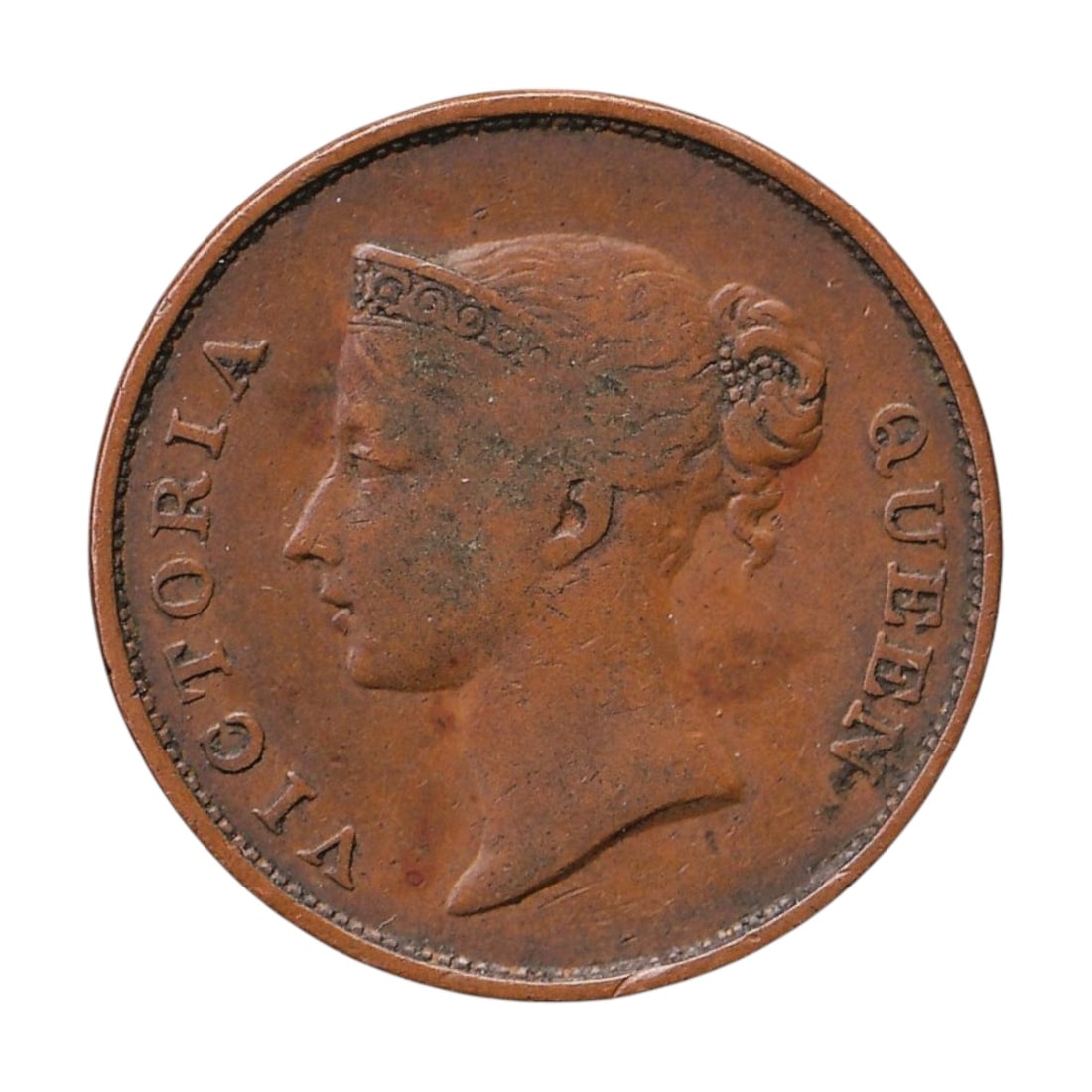 1845 Straits Settlements KM3 East India Company 1 Cent Victoria (1 of 2)