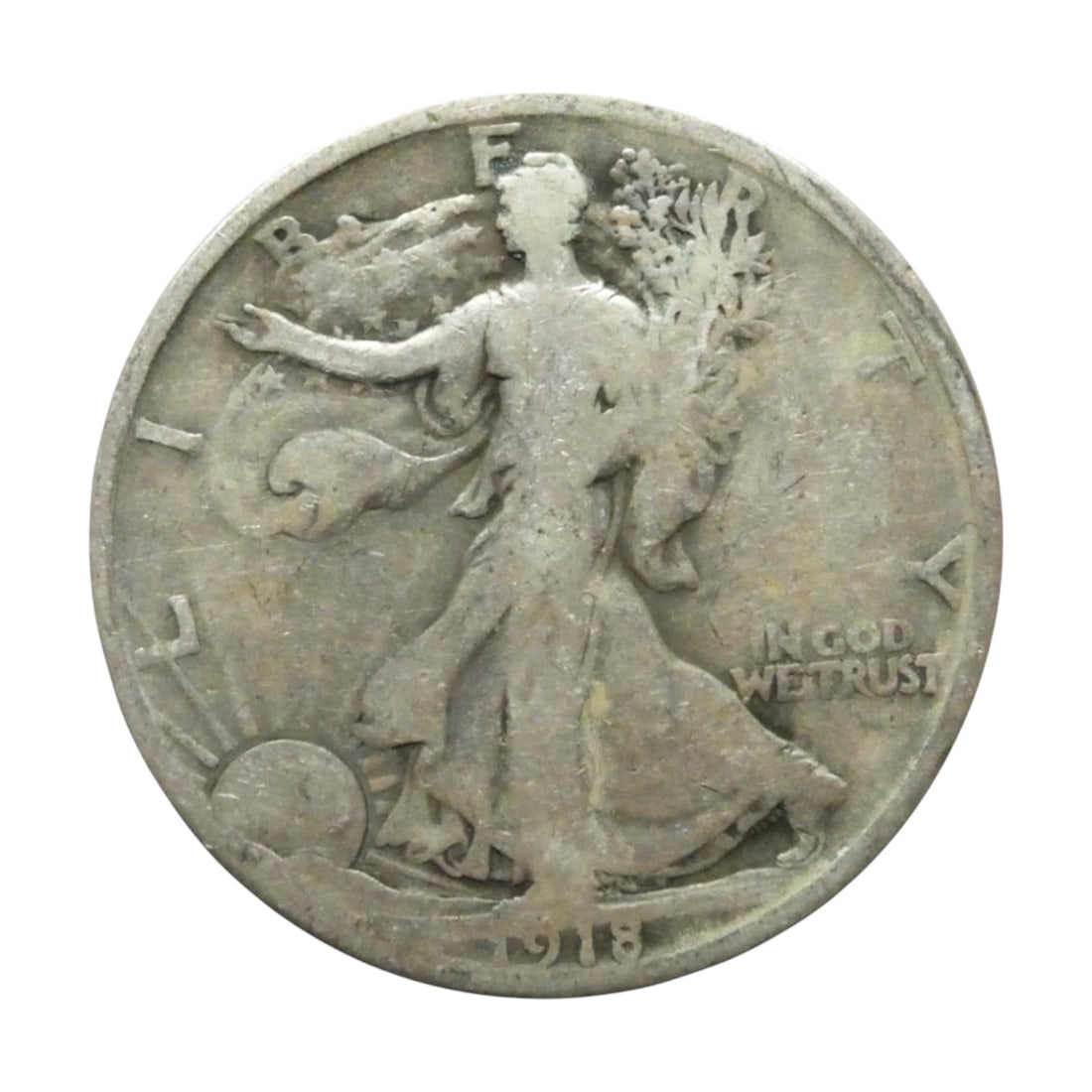 1918-S USA Walking Liberty Half Dollar Silver, San Francisco, KM#142 (1 of 2)