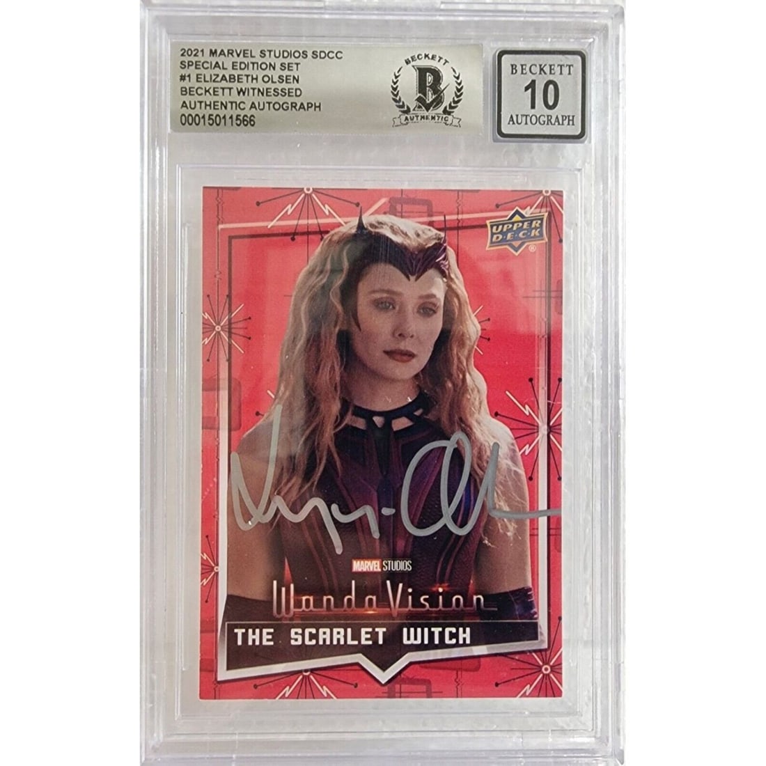 2021 UD Marvel Elizabeth Olsen Signed Scarlett Witch Card (BAS 10 AUTO) (1 of 1)