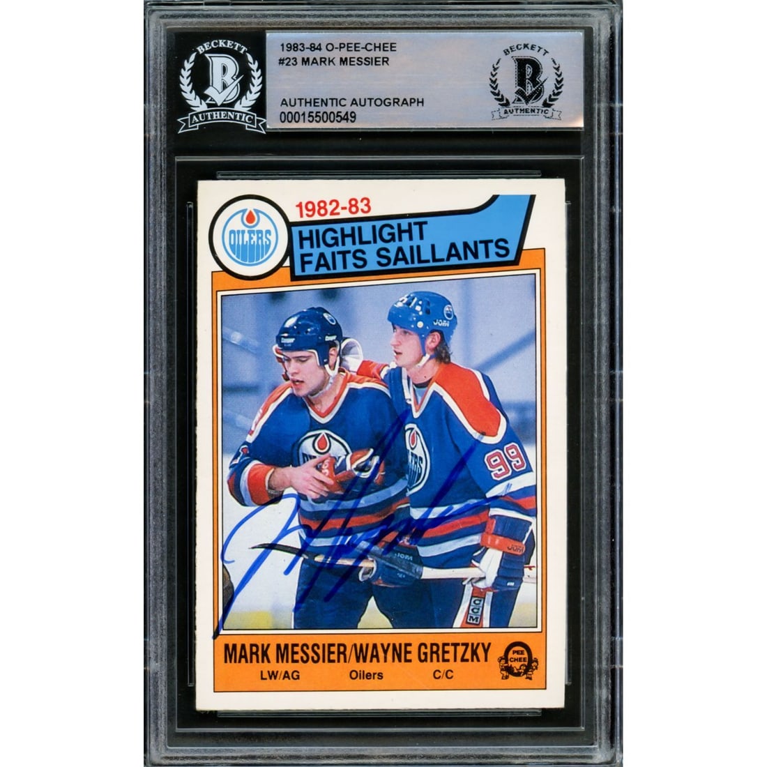 1983-84 O-Pee-Chee Mark Messier Signed Card #23 (BAS) (1 of 1)