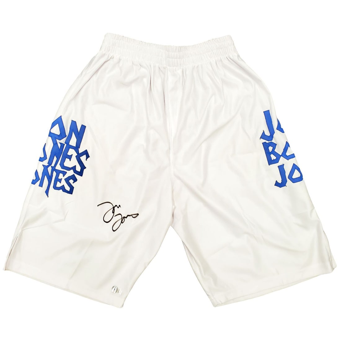 Jon Bones Jones Signed White Boxing Trunks (BAS COA) (1 of 1)