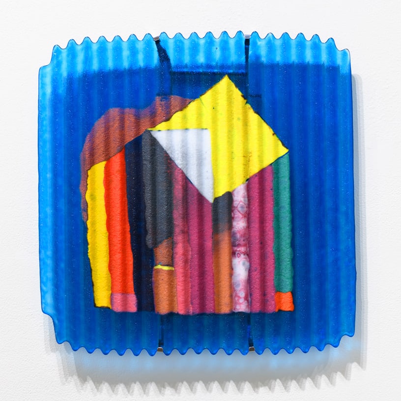 Judi Elliot 'Architectural Series - House': Australian glass pioneer Judi Elliott has spent decades demonstrating how color, pattern, architecture, and landscape can be distilled into glass. This wall-mounted work is quintessential Elliott: an 